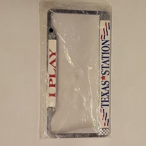 "I PLAY TEXAS STATION" Hotel Casino Las Vegas Chrome License Plate Frame
